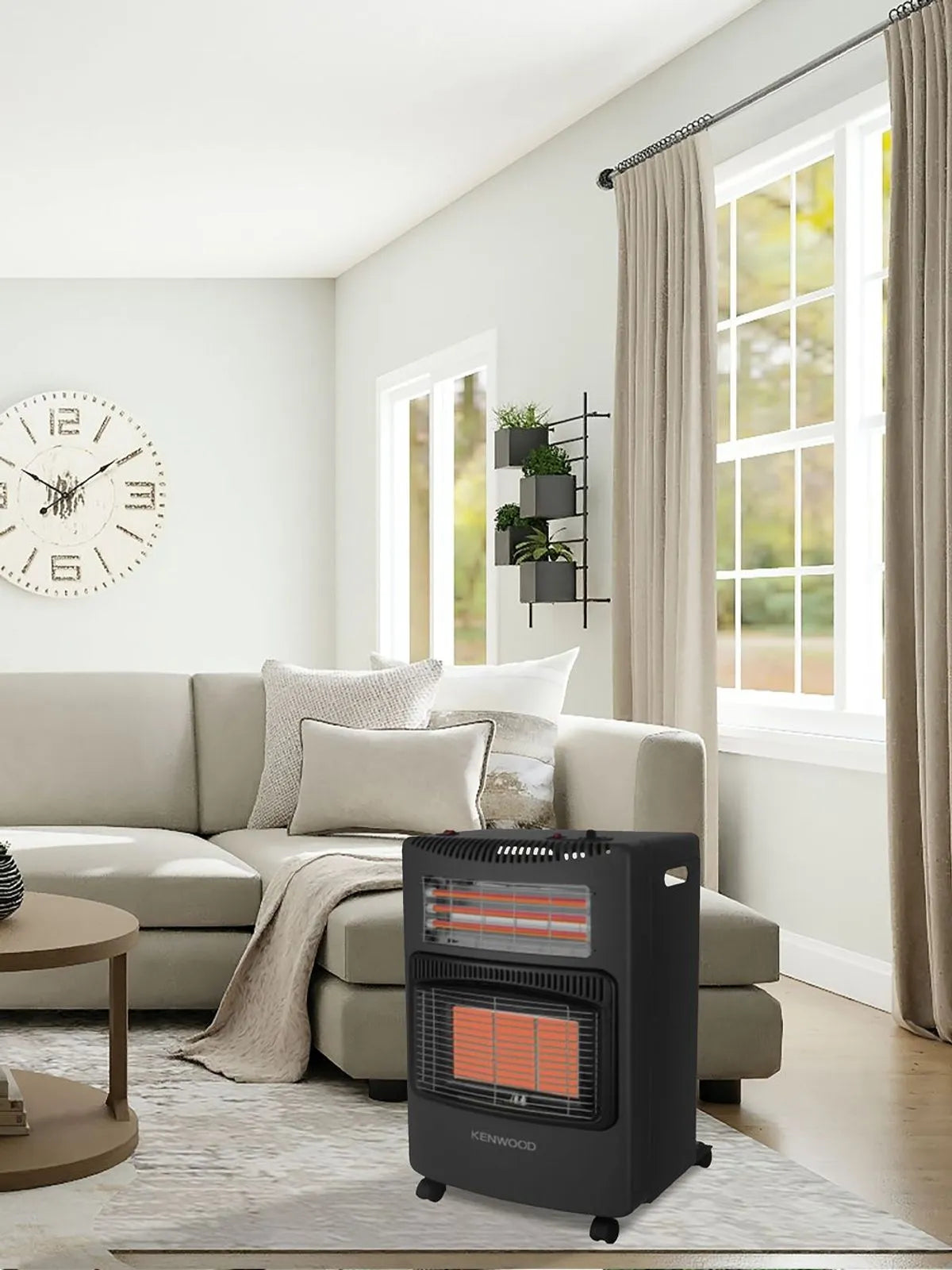 Kenwood 3 Panel Dual Gas & Electric Heater Black